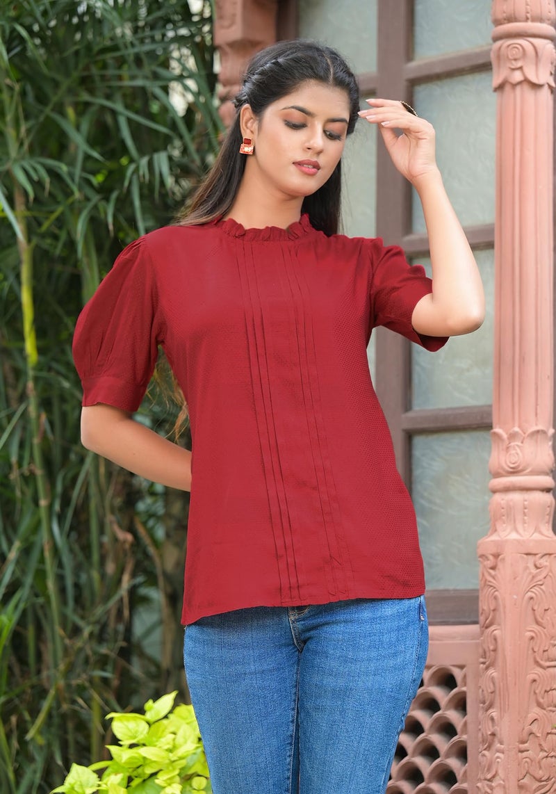 Yash Gallery Women's Indian Tunic Tops for Women and Girl Maroon - Image 3